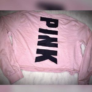 PINK Long Sleeve Crop Tee (M)